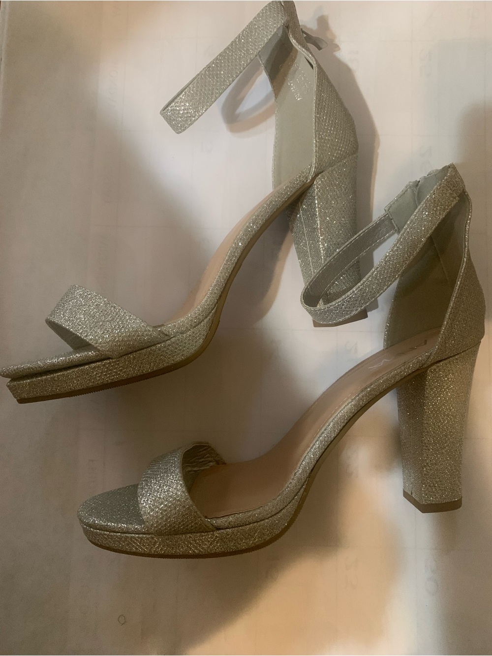 Anna Silver Glitter Ankle-Strap Heels